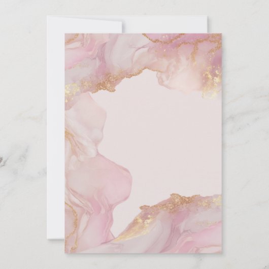 Waterverf Seraphina Roze en Gouden Bruiloft Kaart (Achterkant)