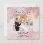 Waterverf Seraphina Roze en gouden bruiloft uitnod (Voorkant)