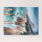 Waterverf Serene kustlandschap Wildflower Legpuzzel (Horizontaal)