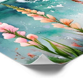 Waterverf Serene kustlandschap Wildflower Poster (Hoek)