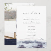 Waterverf Serene Landscape Save the Date Photo Kaart (Voorkant / Achterkant)