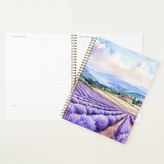 Waterverf serene lavendelvelden planner (Display)