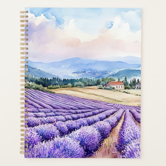 Waterverf serene lavendelvelden planner (Voorkant)