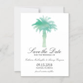 Waterverf Serene Palm Tree | Datum opslaan Magnetische Uitnodiging (Voorkant)