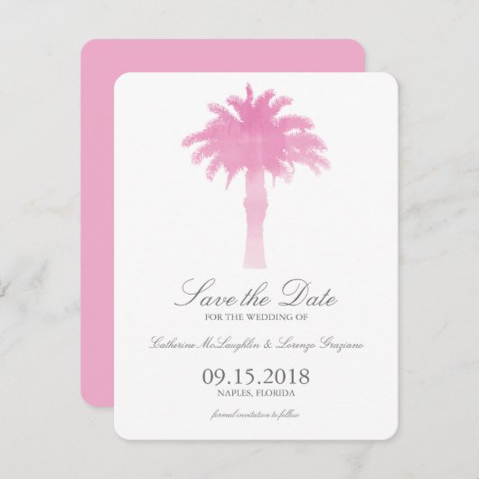 Waterverf Serene Palm Tree | Datum opslaan Save The Date (Voorkant / Achterkant)