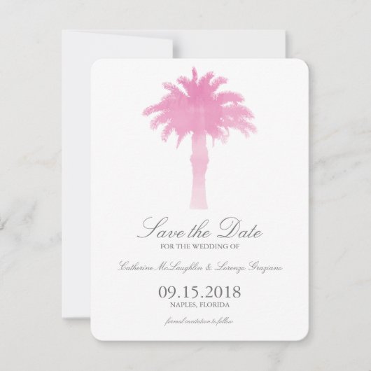 Waterverf Serene Palm Tree | Datum opslaan Save The Date (Voorkant)