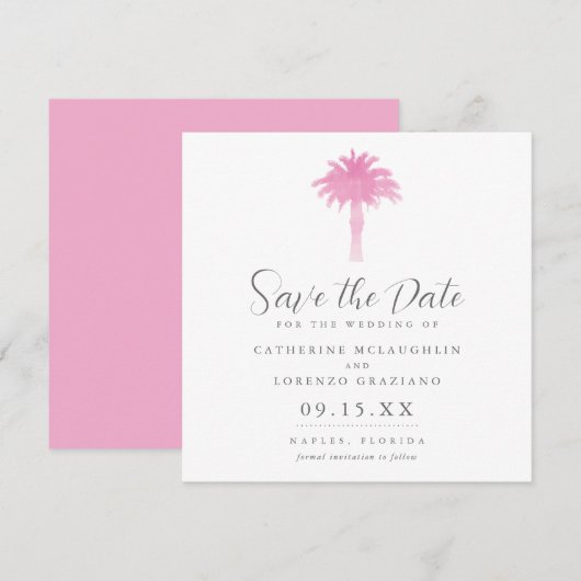 Waterverf Serene Palm Tree | Datum opslaan Save The Date (Voorkant / Achterkant)