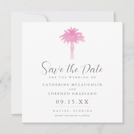 Waterverf Serene Palm Tree | Datum opslaan Save The Date (Voorkant)