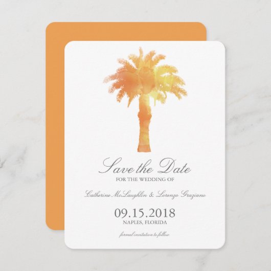 Waterverf Serene Palm Tree | Datum opslaan Save The Date (Voorkant / Achterkant)