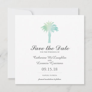Waterverf Serene Palm Tree   Datum opslaan Save The Date