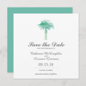 Waterverf Serene Palm Tree | Datum opslaan Save The Date (Voorkant / Achterkant)