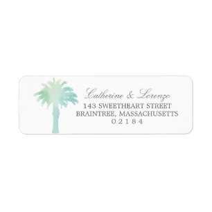 Waterverf Serene Palm Tree   Retouradres Etiket