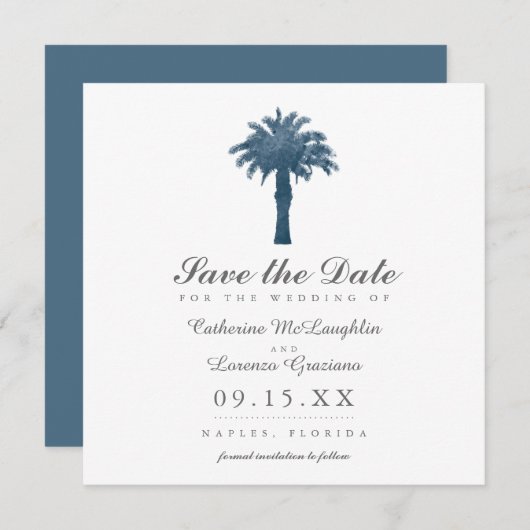 Waterverf Serene Palm Tree Save the Date (Voorkant / Achterkant)