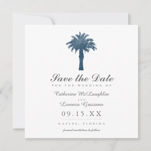 Waterverf Serene Palm Tree Save the Date (Voorkant)