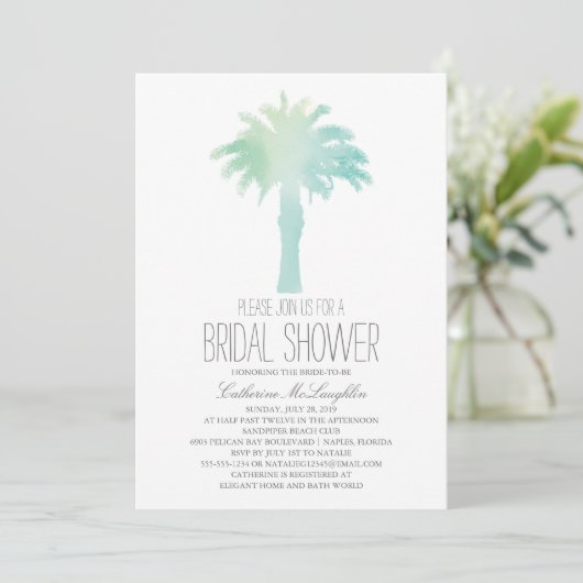 Waterverf Serene Palm Tree | VRIJGEZELLENFEEST Kaart (Staand voorkant)