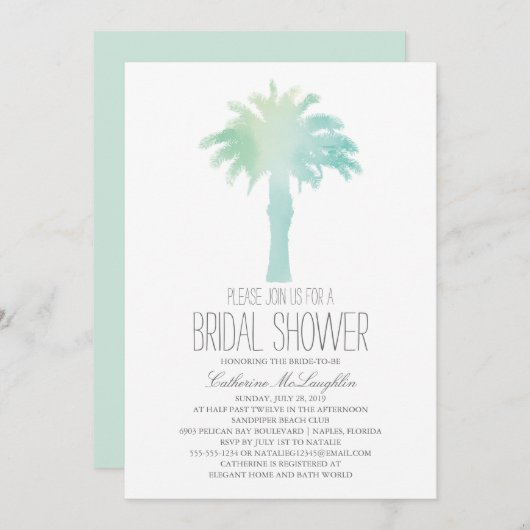 Waterverf Serene Palm Tree | VRIJGEZELLENFEEST Kaart (Voorkant / Achterkant)