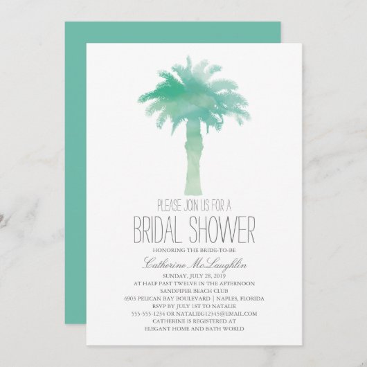 Waterverf Serene Palm Tree | VRIJGEZELLENFEEST Kaart (Voorkant / Achterkant)