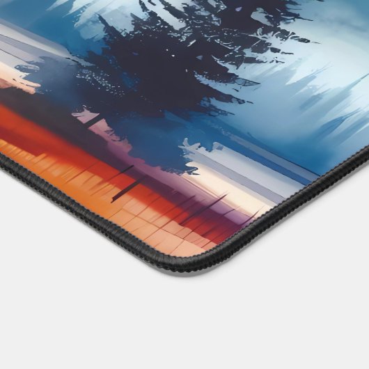 Waterverf Serene valleien met bergachtergrond Bureaumat (Hoek)