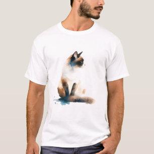 Waterverf Serenity Cat T-shirt – Vrede in elk Gesp