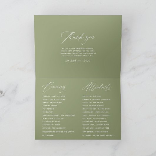 Waterverf Serenity Greenery Geometric Wedding Programma (Binnen)