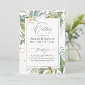 Waterverf Serenity Greenery Geometric Wedding Programmakaart (Staand voorkant)