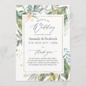 Waterverf Serenity Greenery Geometric Wedding Programmakaart (Voorkant)