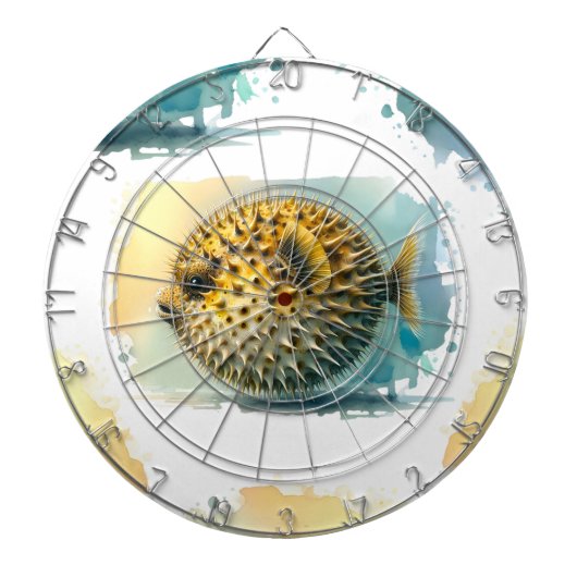 Waterverf serie: Blowfish Dartbord (Voorkant)