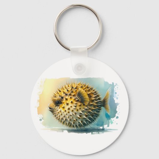 Waterverf serie: Blowfish Sleutelhanger (Voorkant)
