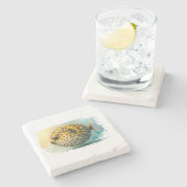 Waterverf serie: Blowfish Stenen Onderzetter (Zijkant)