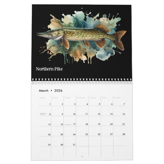 Waterverf serie: Fish Aura 3 Kalender (Mar 2026)