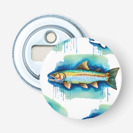 Waterverf serie: forel/zalm button flesopener