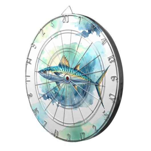 Waterverf serie: Makreel Dartbord (Voorkant Rechts)
