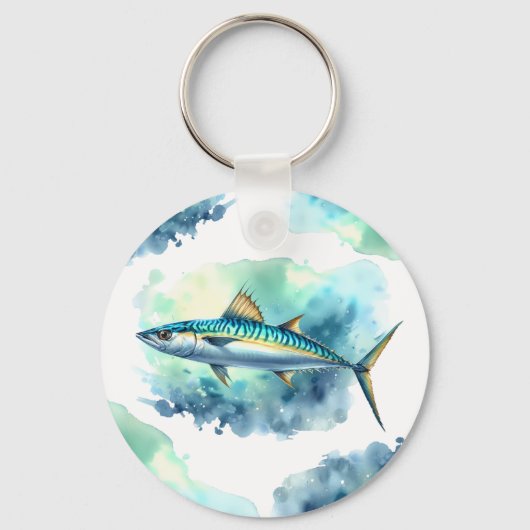Waterverf serie: Makreel Sleutelhanger (Voorkant)