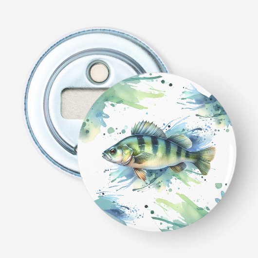 Waterverf serie: Perch Button Flesopener (Voorkant)