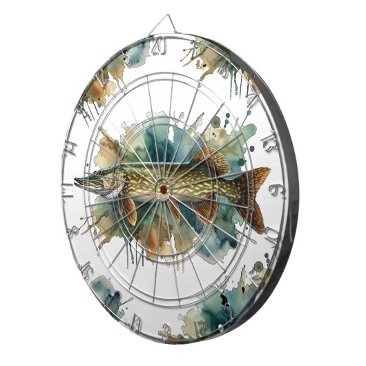 Waterverf serie: Pike Dartbord (Voorkant Rechts)