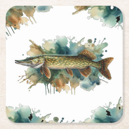 Waterverf serie: Pike Kartonnen Onderzetters