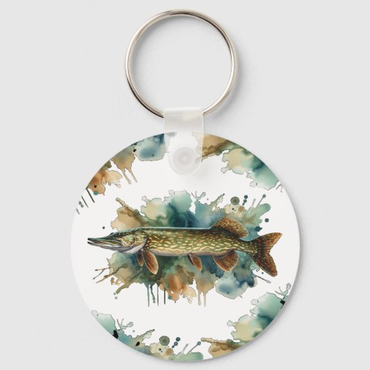 Waterverf serie: Pike Sleutelhanger (Voorkant)