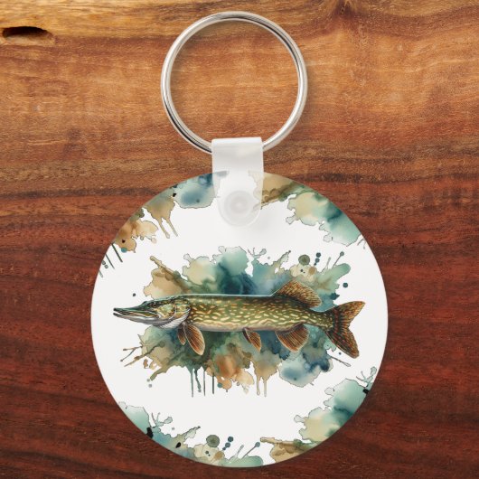 Waterverf serie: Pike Sleutelhanger (Voorkant)