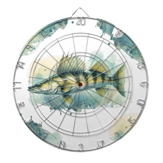 Waterverf serie: Zander/Walleye Dartbord (Voorkant)