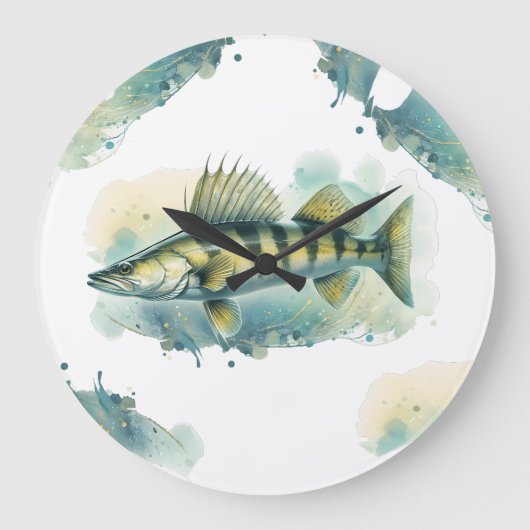 Waterverf serie: Zander/Walleye Grote Klok (Voorkant)