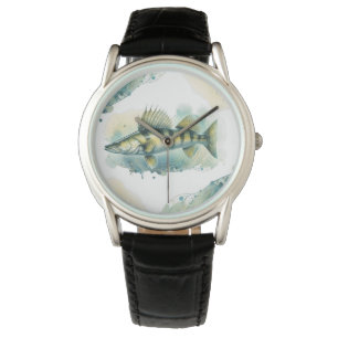 Waterverf serie: Zander/Walleye Horloge