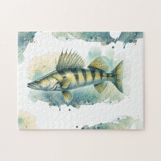 Waterverf serie: Zander/Walleye Legpuzzel (Horizontaal)