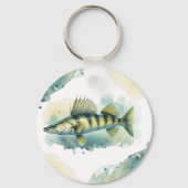 Waterverf serie: Zander/Walleye Sleutelhanger (Voorkant)