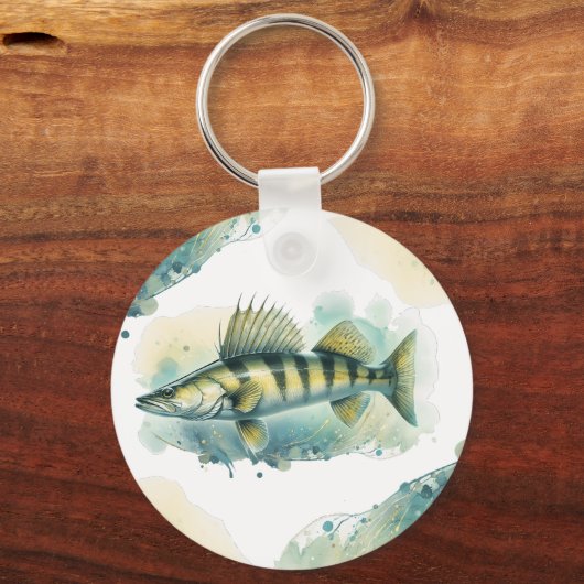 Waterverf serie: Zander/Walleye Sleutelhanger (Achterkant)