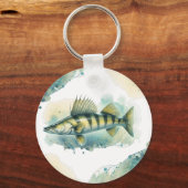 Waterverf serie: Zander/Walleye Sleutelhanger (Voorkant)