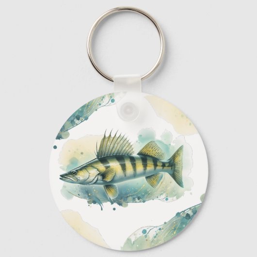 Waterverf serie: Zander/Walleye Sleutelhanger (Achterkant)