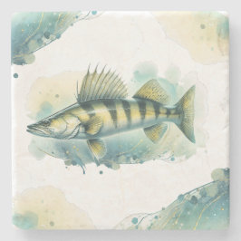 Waterverf serie: Zander/Walleye Stenen Onderzetter