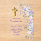 Waterverf Sering Bloemen Boog Bevestiging Acryl Uitnodigingen (Voorkant)