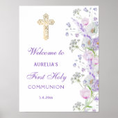 Waterverf Sering Bloemen Eerste Communie Welkom Poster (Voorkant)