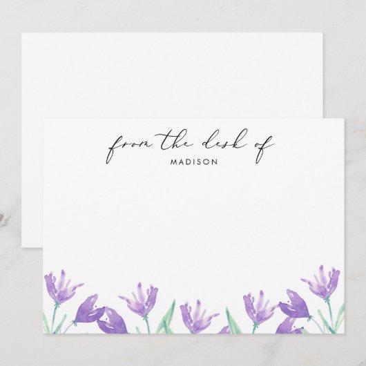 Waterverf Sering Bloemen Gepersonaliseerd Notitiekaartje (Voorkant / Achterkant)